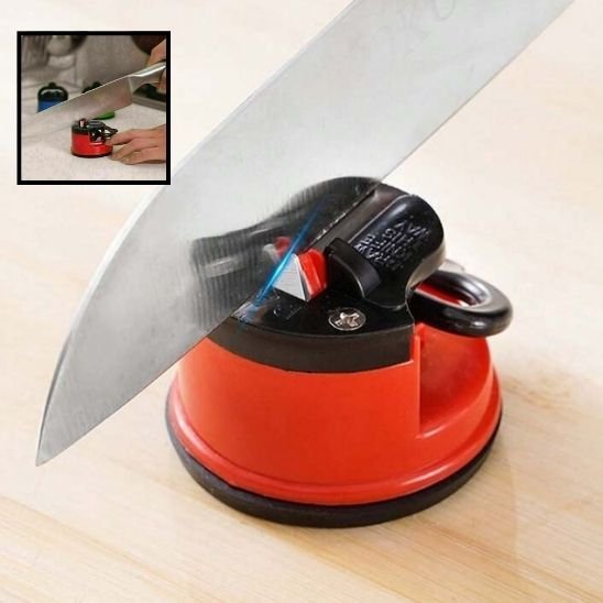 Aiguiseur couteau à ventouse maintenant la lame pour un affûtage sécurisé.