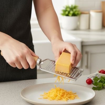 Du fromage râpé obtenu avec une râpe à fromage