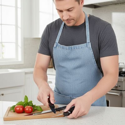 Aiguiseur couteau ergonomique conçu pour redonner du tranchant aux lames pendant la préparation des repas.
