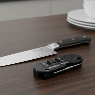 Aiguiseur couteau pratique offrant un affûtage rapide et efficace pour les couteaux de cuisine.