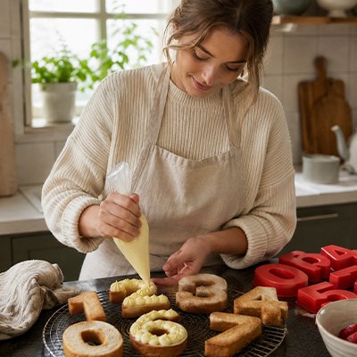 gâteaux fais avec des moules en silicone numérotés, idéals pour pâtisserie.