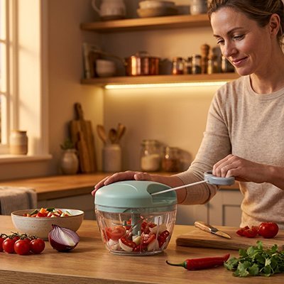 Hachoir manuel compact garantissant une préparation rapide d’ingrédients frais cuisine.