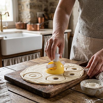 Moule à donut en silicone prêt à être rempli de pâte.