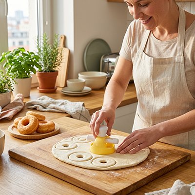 Moule à donut en silicone utilisé pour former des donuts réguliers.