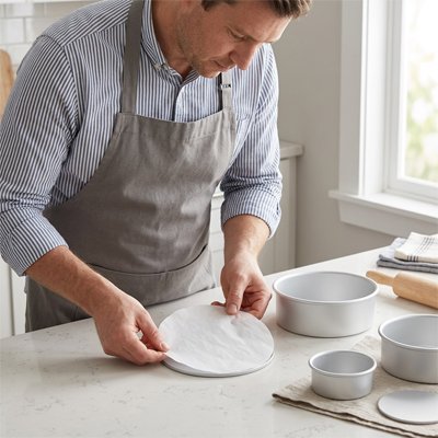 Moule à manqué utilisé pour cuire un gâteau, positionné sur un comptoir de cuisine