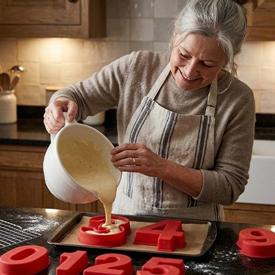 Moules en silicone numérotés utilisés pour la pâtisserie ou les créations.
