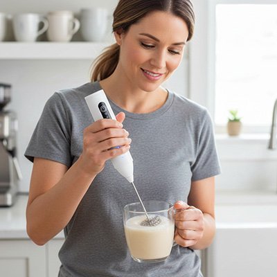 Mousseur à lait utilisé pour préparer une mousse de lait maison