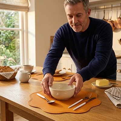 personne dressant un couvert en verre un Set de table vert utilisé pour organiser assiette