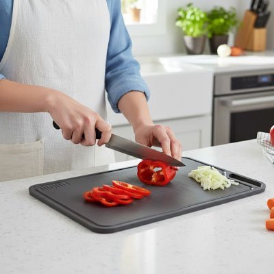 Planche à découper design, parfaite pour trancher légumes et viandes au quotidien.