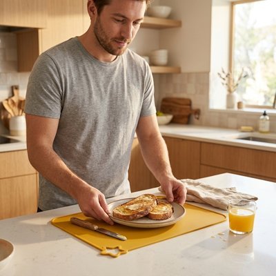 Set de table élégant offrant surface propre et stable pour repas quotidien.