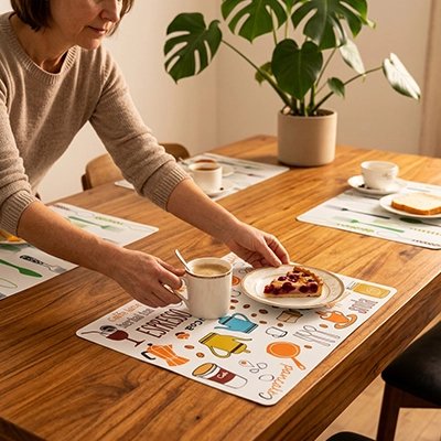 Set de table enfant utilisé pour protéger la table pendant le repas.