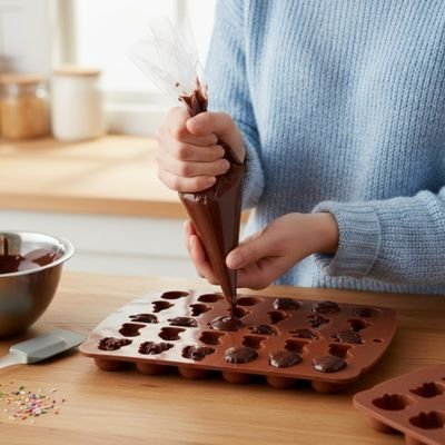 une femme faisant des bonbon avec un Moules en silicone